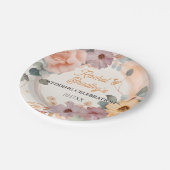 Pastel Floral Hochzeit Niedliche Rose Grüne anpass Pappteller (Schrägansicht)