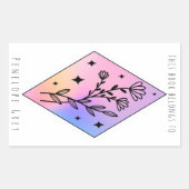 Pastel Floral Hologram Diamond Buchplatte Rechteckiger Aufkleber (Vorderseite)
