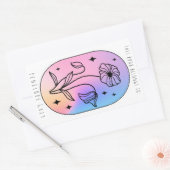 Pastel Floral Hologram Oval Book Plate Rechteckiger Aufkleber (Umschlag)