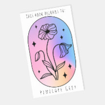 Pastel Floral Hologram Oval Book Plate