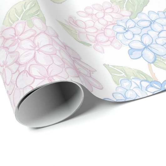 Pastel Floral Hydrangea Wrapping Paper Geschenkpapier (Rolleneckpunkt)