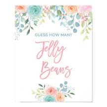 Pastel Floral Jelly Bean Guessing Game Sign 8x10