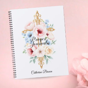 Pastel Floral katholische Kreuzgebet-Journal Notizblock