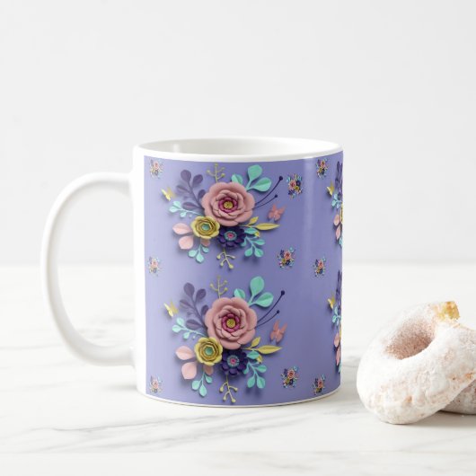 Pastel Floral Lila Tasse (Mit Donut)
