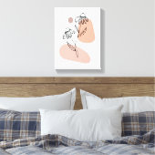 Pastel Floral Line Art – Modern Canvas Print Leinwanddruck (Insitu (Schlafzimmer))