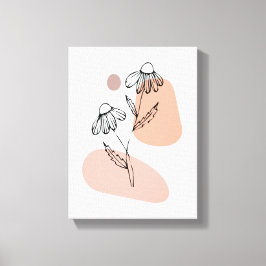 Pastel Floral Line Art – Modern Canvas Print Leinwanddruck