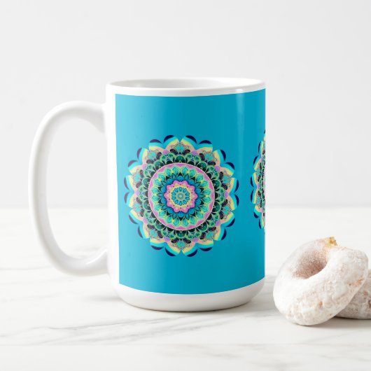 Pastel Floral Mandala Mug Kaffeetasse (Mit Donut)