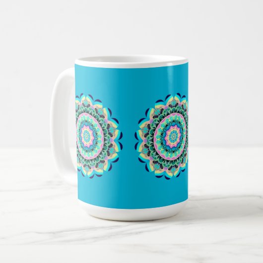 Pastel Floral Mandala Mug Kaffeetasse (Vorderseite Links)