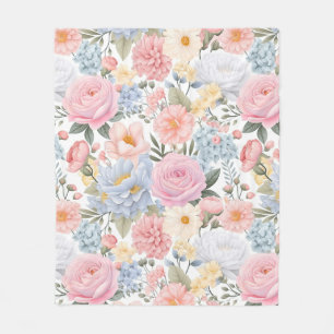 Pastel Floral Medley Blume Muster Fleecedecke