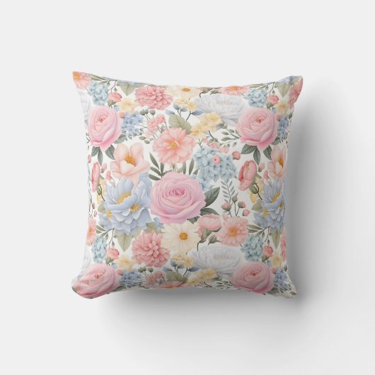 Pastel Floral Medley Blume Muster Kissen (Vorderseite)