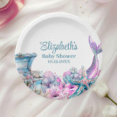 Pastel Floral Mermaid Schwanz Babydusche Pappteller