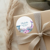 Pastel Floral Mermaid Schwanz Babydusche Runder Aufkleber