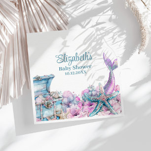Pastel Floral Mermaid Schwanz Babydusche Serviette