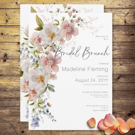 Pastel Floral Modern Bridal Brunch Einladung