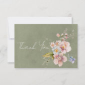 Pastel Floral Modern Green Wedding Dankeskarte (Vorderseite)