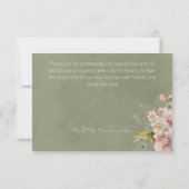 Pastel Floral Modern Green Wedding Dankeskarte (Rückseite)