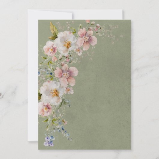 Pastel Floral Modern Green Wedding Einladung (Rückseite)