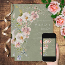 Pastel Floral Modern Green Wedding