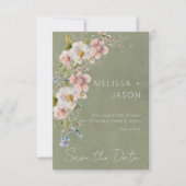 Pastel Floral Modern Green Wedding Save The Date (Vorderseite)