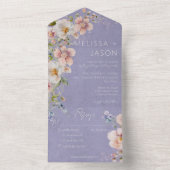 Pastel Floral Modern Lavendel Lila Abendessen All In One Einladung (Innen Boden)