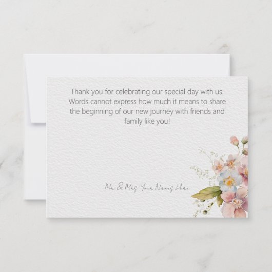 Pastel Floral Modern Wedding Danke (Rückseite)