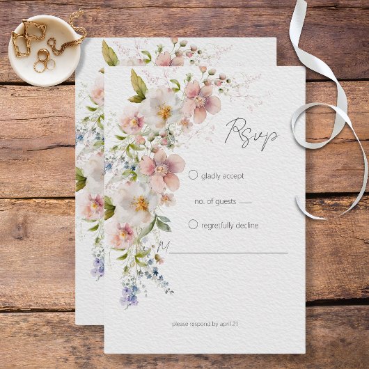 Pastel Floral Moderne Hochzeit RSVP Karte