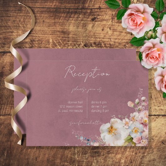 Pastel Floral Moderne rosa Hochzeitsempfehlung Begleitkarte