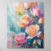 Pastel Floral Modernes impressionistisches Gemälde Poster (Vorne)
