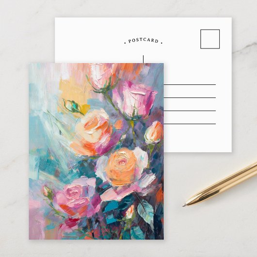 Pastel Floral Modernes impressionistisches Gemälde Postkarte