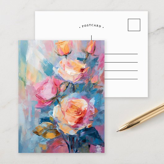 Pastel Floral Modernes impressionistisches Gemälde Postkarte