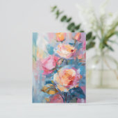 Pastel Floral Modernes impressionistisches Gemälde Postkarte (Stehend Vorderseite)