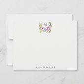 Pastel Floral Monogram Note Card Einladung (Vorderseite)