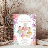 Pastel Floral Mushroom Fairy First 1st Birthday Einladung