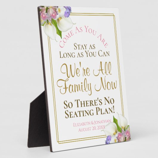 Pastel Floral No Seating Plan Hochzeit Zeichen Fotoplatte (Seite)