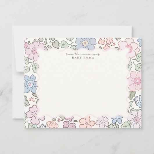Pastel Floral Nursery Frame Note Card Einladung (Vorderseite)