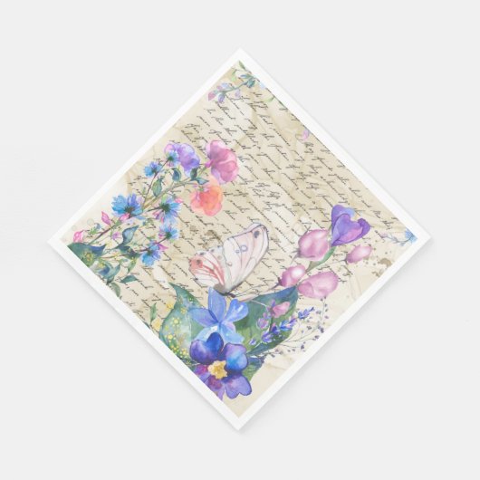 Pastel Floral Paper Napkin Serviette (Ecke)