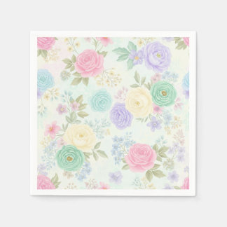 Pastel Floral Paper Party Napkins Serviette