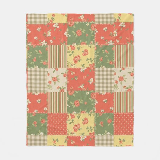 Pastel Floral Patchwork Picnic Pattern (2) Fleecedecke (Vorderseite)