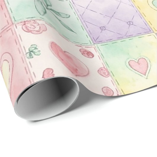 Pastel Floral Patchwork Picnic Pattern (3) Geschenkpapier (Rolleneckpunkt)