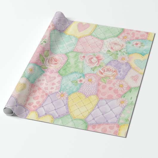 Pastel Floral Patchwork Picnic Pattern (4) Geschenkpapier (Ungerollt)