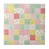 Pastel Floral Patchwork Picnic Pattern (6) Fliese (Vorderseite)