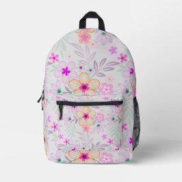 Pastel Floral Pattern Aesthetic School Backpack Bedruckter Rucksack