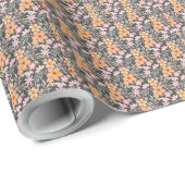 Pastel Floral pattern C01 DGrey BG Geschenkpapier (Rolleneckpunkt)