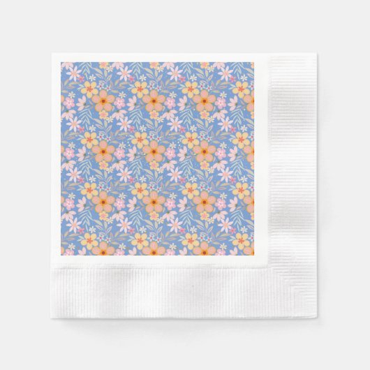 Pastel Floral pattern C01 Lblue BG Serviette (Vorderseite)