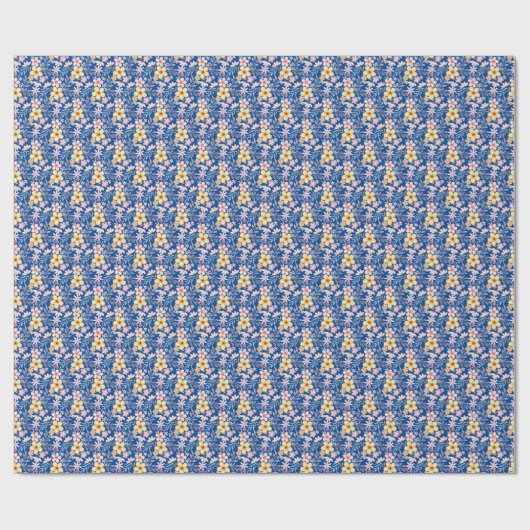 Pastel Floral pattern C03.bw Blue BG Geschenkpapier (Flach)