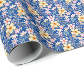 Pastel Floral pattern C03.bw Blue BG Geschenkpapier (Rolleneckpunkt)