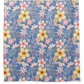Pastel Floral pattern C03.bw LBlue BG Duschvorhang (Vorderseite)