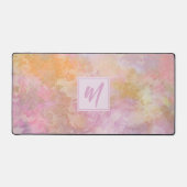 Pastel Floral Pattern Chic Script Monogram Schreibtischunterlage (Vorderseite)