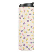 Pastel Floral Pattern – Cute Yellow, Pink & Purple Thermosbecher (Nach links gedreht)