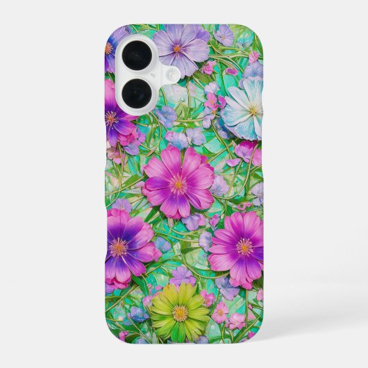 Pastel Floral Pattern Phone Case iPhone 16 Hülle (Rückseite)